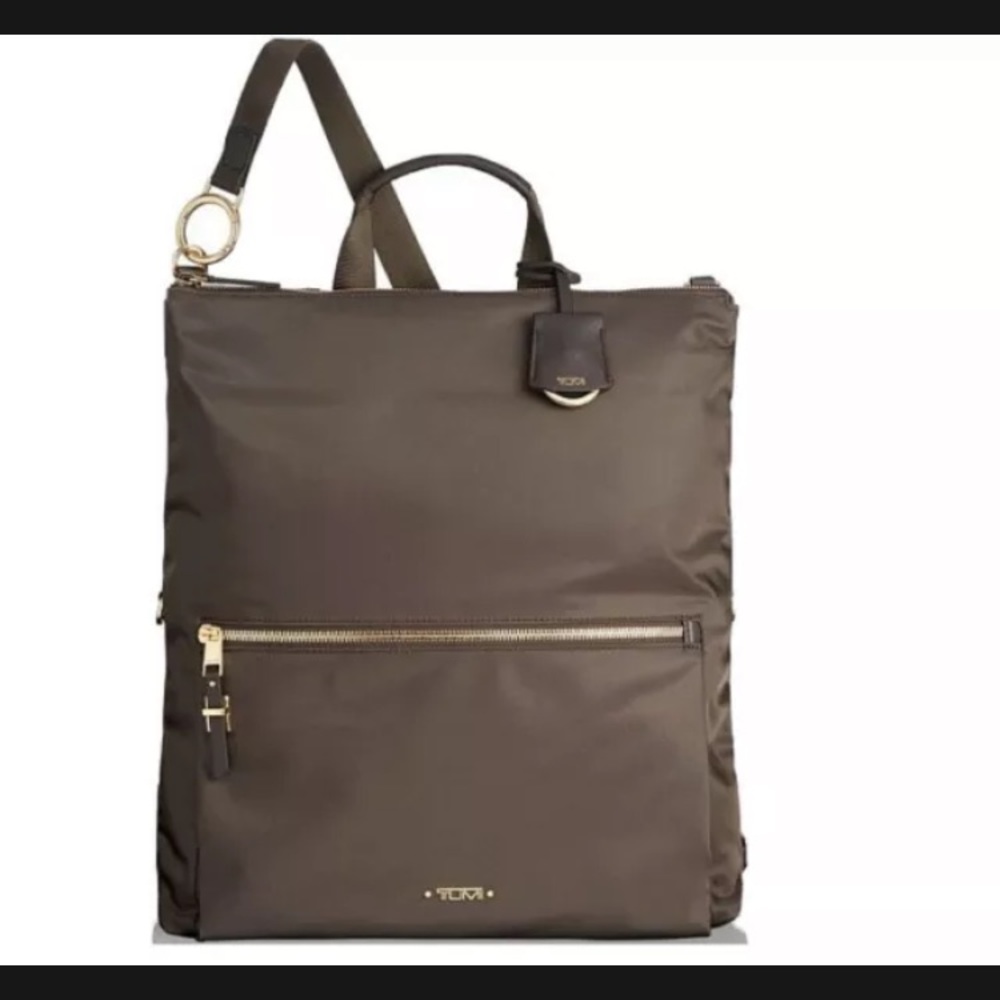 TUMI Voyageur 'Jena' Dark Black/brown Nylon Convertible Backpack - 196312NVY